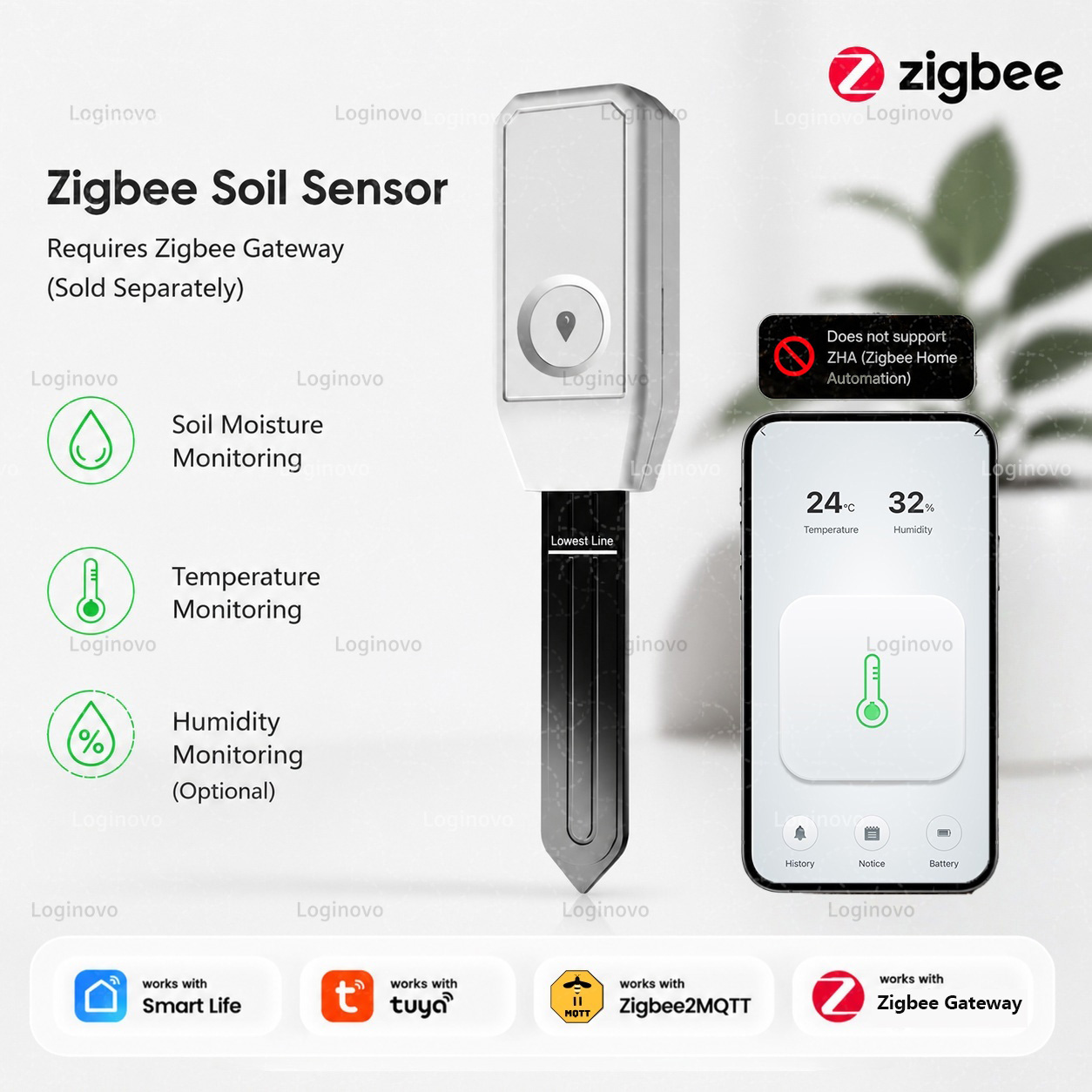 Smart Garden Home Assistant - Zigbee Soil Sensor Temperature Humidity Moisture