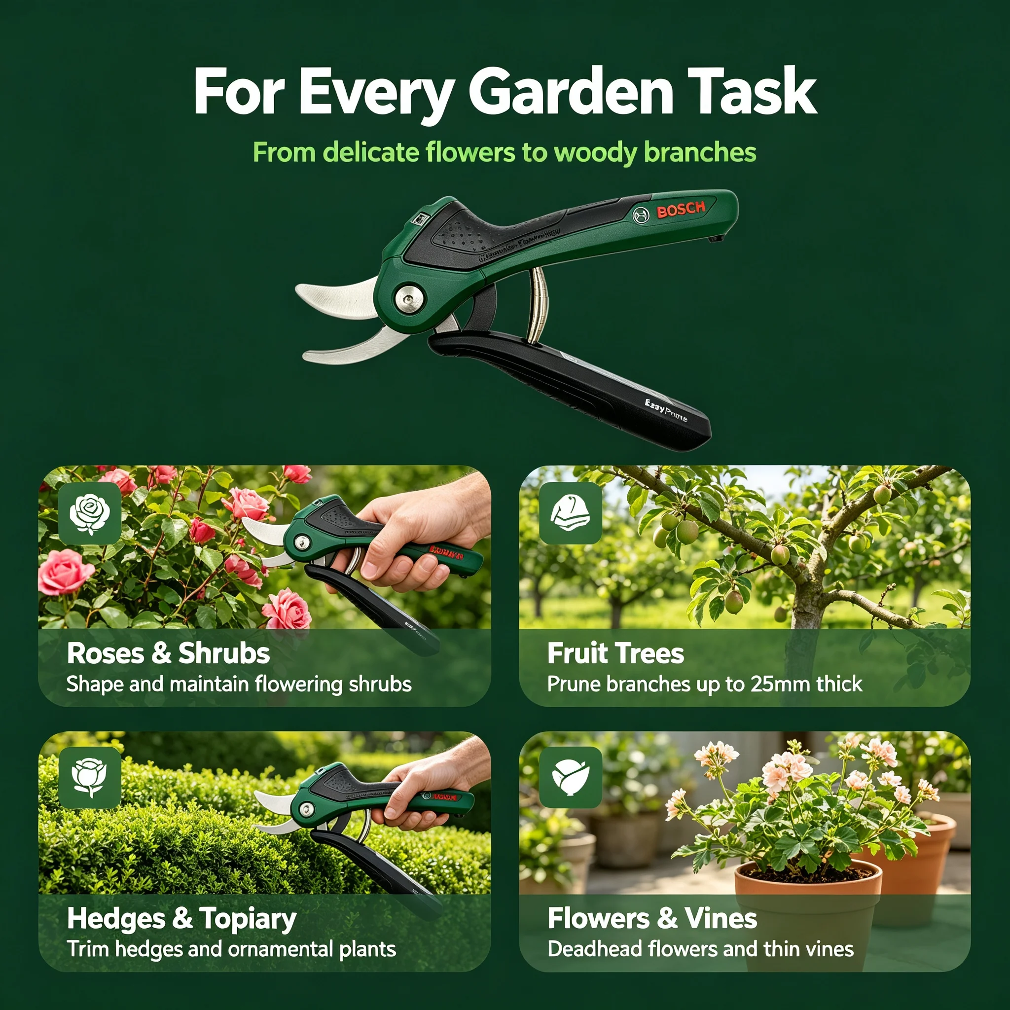 Smart Garden Bosch - Bosch 3.6V Cordless Smart Pruning Shears