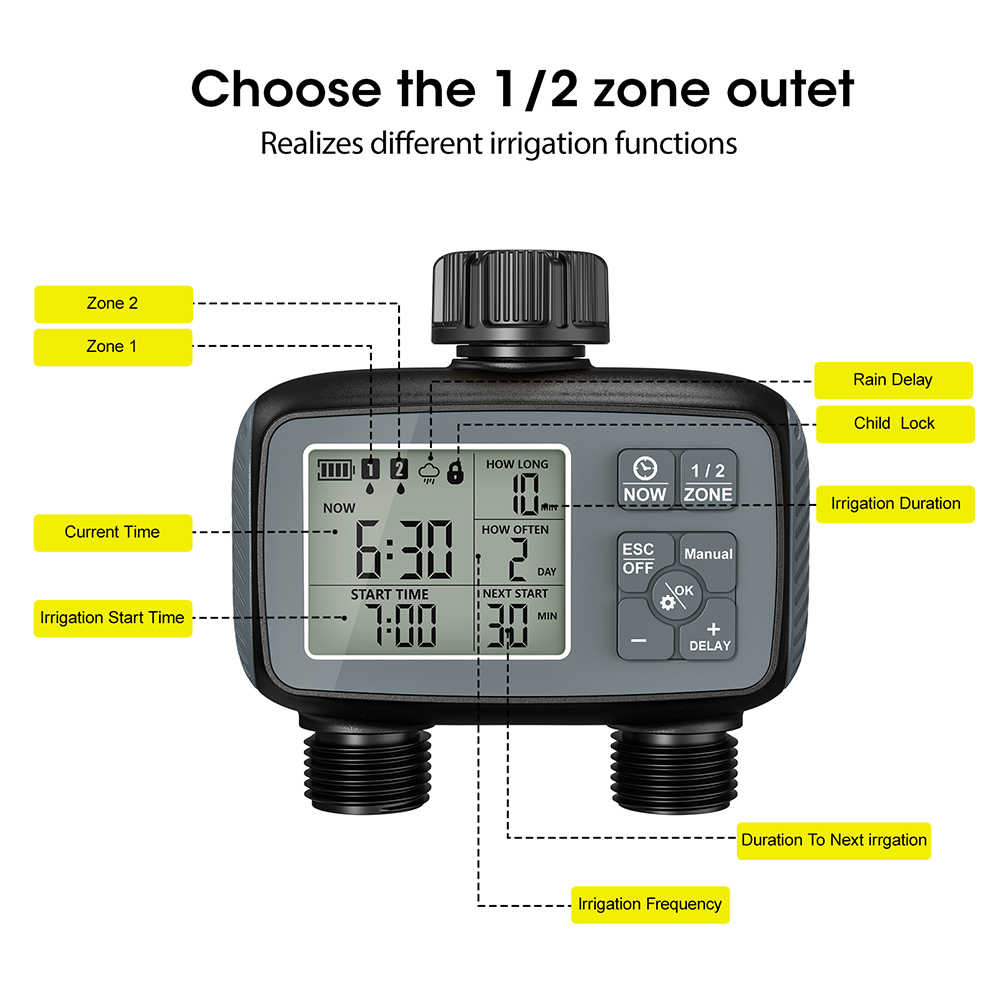 Smart Garden Zone - Smart Water Timer 2-Zone Sprinkler Timer